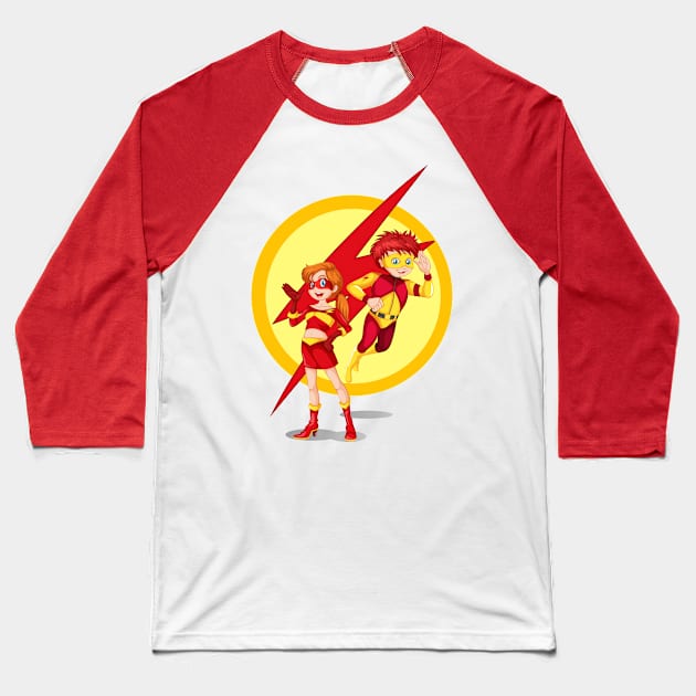 Male Female Superhero Baseball T-Shirt by Alg0rany